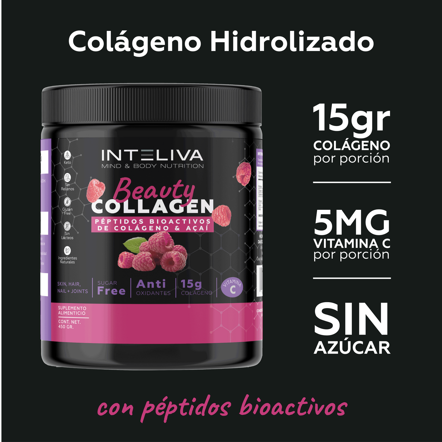 Colágeno Hidrolizado Puro con Vitamina C (450g)