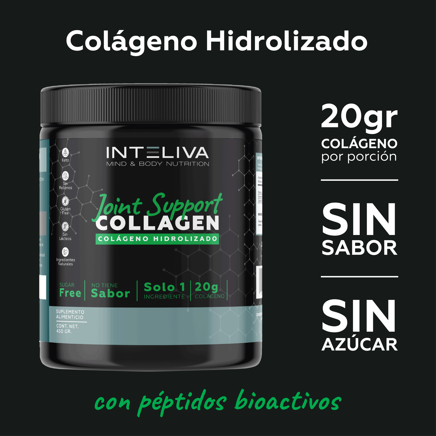 Colágeno Hidrolizado Puro (sin sabor) (450g)
